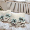 thumbnail image 6 of Throw Pillow Covers 16x16 Inch Set of 2, Blue Green Floral Waterproof Outdoor Pillow Covers, Spring Summer Mallow Flowers Retro Decorative Cushion Pillowcases for Couch, Sofa, Bed, Garden, Patio, 6 of 9