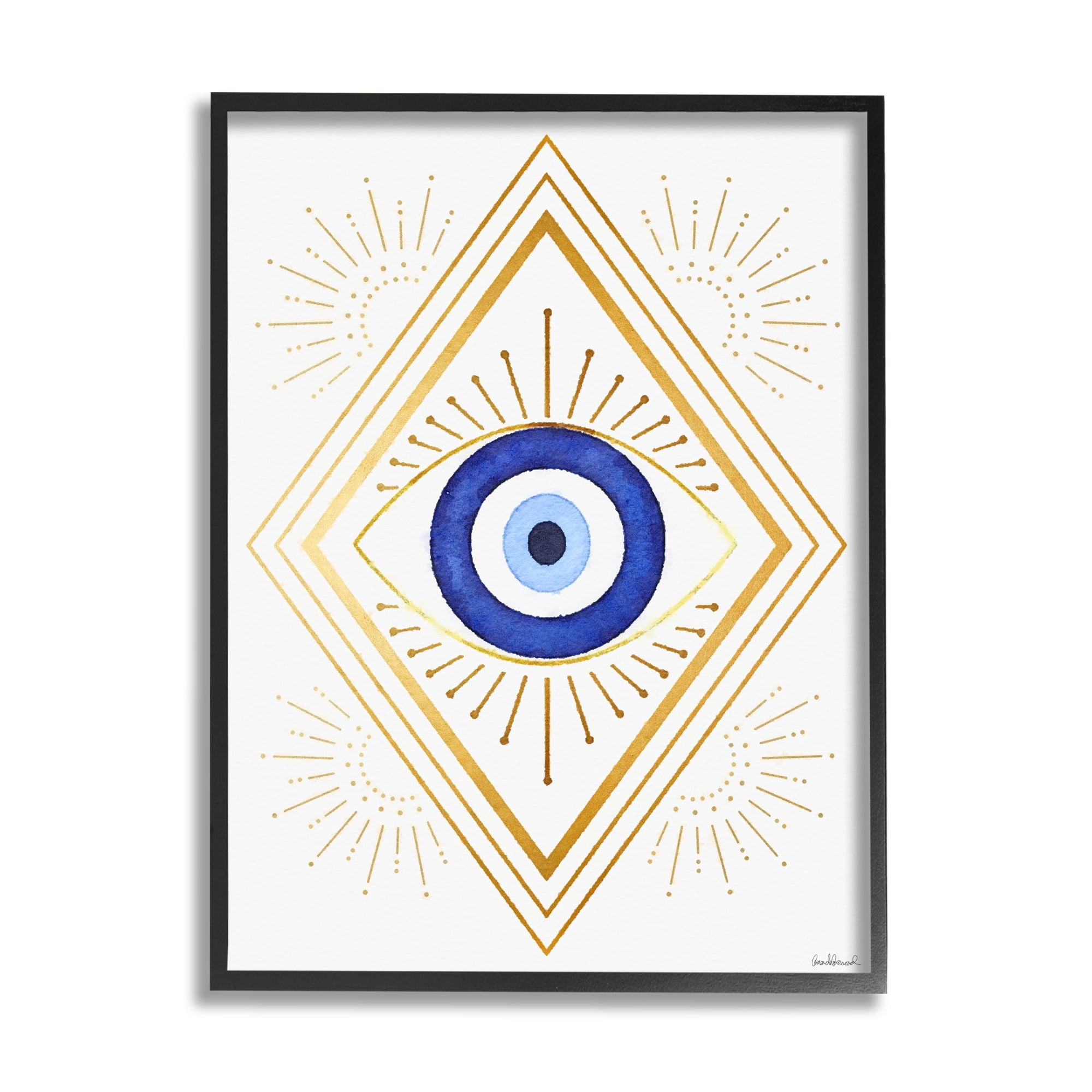 Stupell Industries Vivid Blue Eye Vintage Geometric Deco Glam Shapes, 11 x 14, Design by Amanda Greenwood