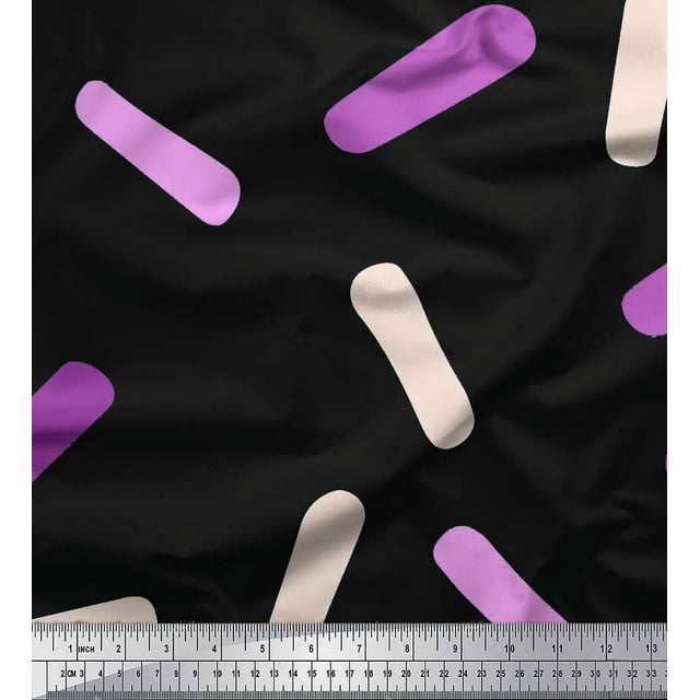 Soimoi Black Cotton Voile Fabric Brush Stroke Abstract Fabric Prints By Yard 56 Inch Wide