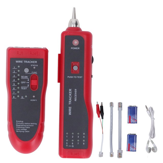 BuyWeek Buscador de línea de probador de cable de red, rastreador de cable de red de receptor de rastreador de cable para mantenimiento de prueba de línea telefónica con auricular