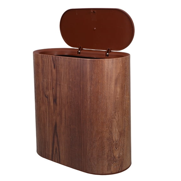 OUNONA Drafideep Coffee PP Wood Grain Trash Can for Home - Compact and Odor Containment