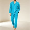 thumbnail image 4 of Mens Pajama Set Long Sleeve Button Down Top and Pants 2 Piece Loungewear Soft Relaxed Fit Mens Sleepwear Night Pjs Sets, 4 of 6