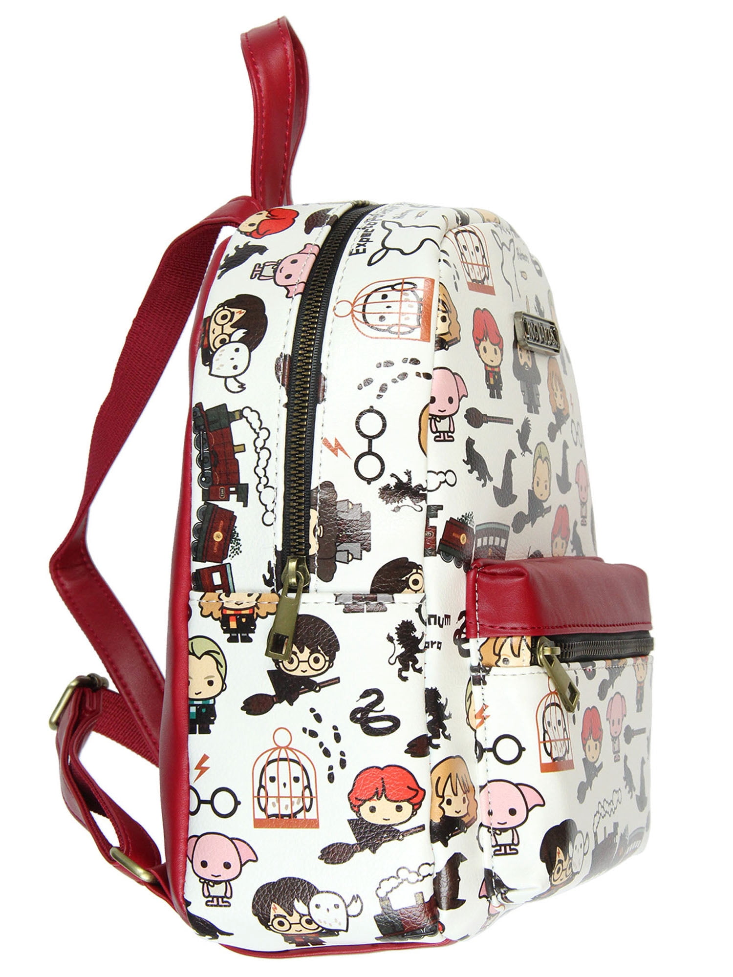 Harry Potter Allover Chibi Character Pattern Faux Leather Tote Bag Mini Backpack 11"