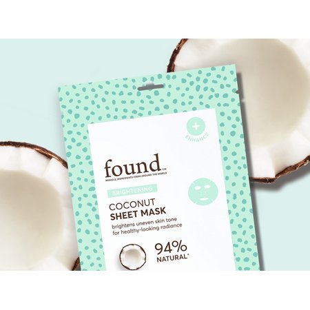 (2 Pack) FOUND BRIGHTENING Coconut Sheet Mask, 1 Single Use Mask