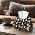 thumbnail image 4 of COEQINE Facial Tissue Holder Cover PU Leather Rectangle Napkin Facial Tissue Dispenser Organizer for Living Room, Kitchen, Bathroom, Car, Halloween Home Decor, Ghost Pumpkin Star, 2 PCS, 4 of 7