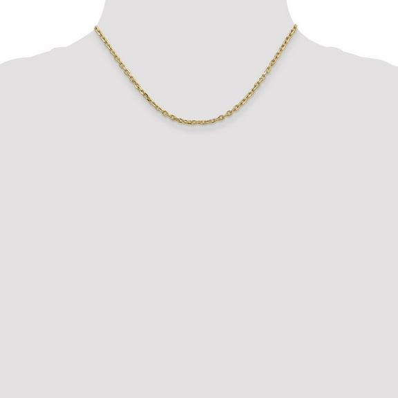 Diamond2Deal 14K Yellow Gold 3mm Diamond-Cut Round Open Link Cable Chain Necklace for Women 16"