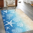 thumbnail image 3 of Blue Beige Ombre Coastal Area Rugs Collection 2.7'x5', Nautical Beach Starfish Coral Summer Non Slip Indoor Rectangle Throw Runner Rug Floor Mat Carpet for Living Room Dining Table Bedroom Nursery, 3 of 9