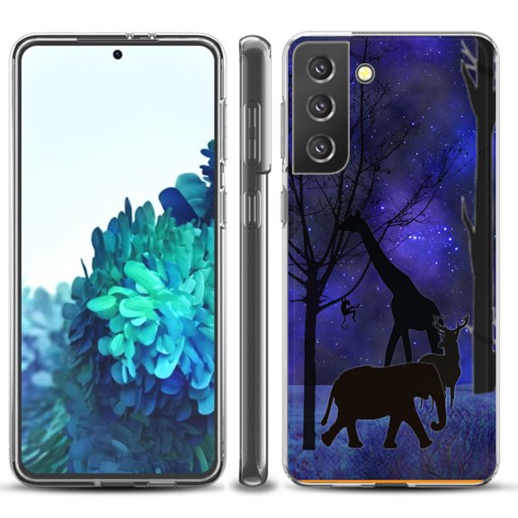 Slim-Fit TPU Protective Phone Case compatible with Samsung Galaxy S21  5G / S21 PLUS 5G, by OneToughShield ® - Midnight Safari