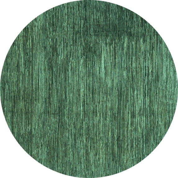 Ahgly Company Machine Washable Indoor Round Abstract Turquoise Blue Modern Area Rugs, 3' Round