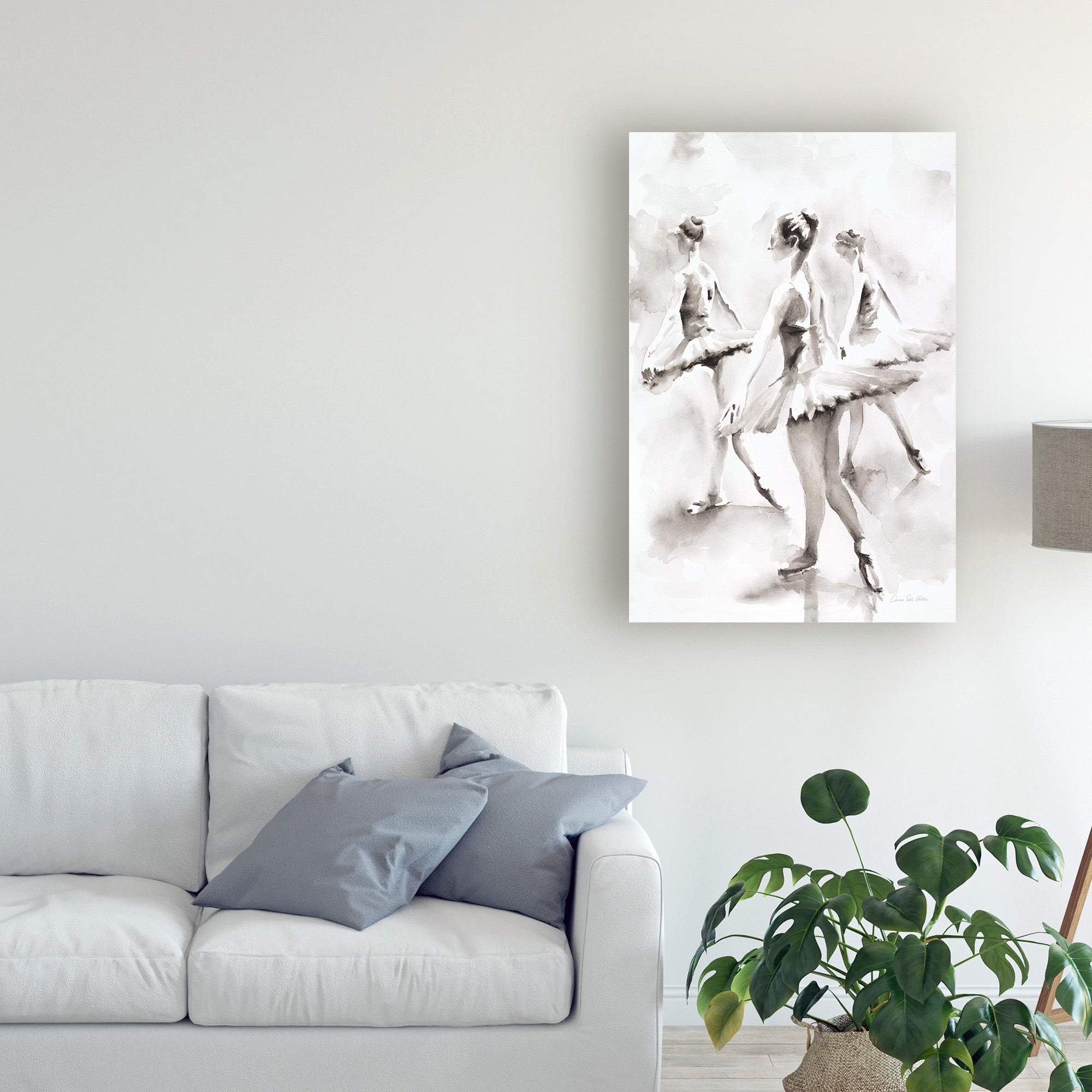 Trademark Fine Art 'Three Ballerinas Black and White' Canvas Art by Aimee Del Valle