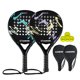 thumbnail image 1 of CAMEWIN 2 Palas de Pádel con Fundas, 2 Raquetas y 4 Pelotas,Kit de Raquetas para Pádel Fabricadas 100% Fibra de Carbono y Núcleo de Espuma Flexible de Memoria EVA, para Principiantes e Intermedios, 1 of 6