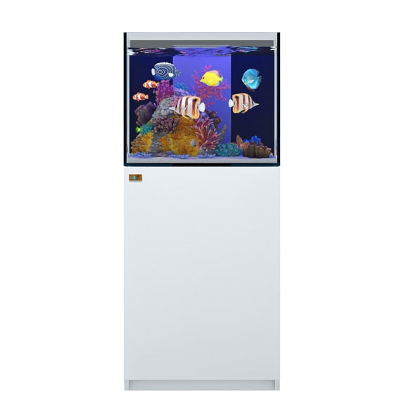 63-Gallon All-in-One Coral Reef Aquarium Fish Tank with Built-in Sump System White color