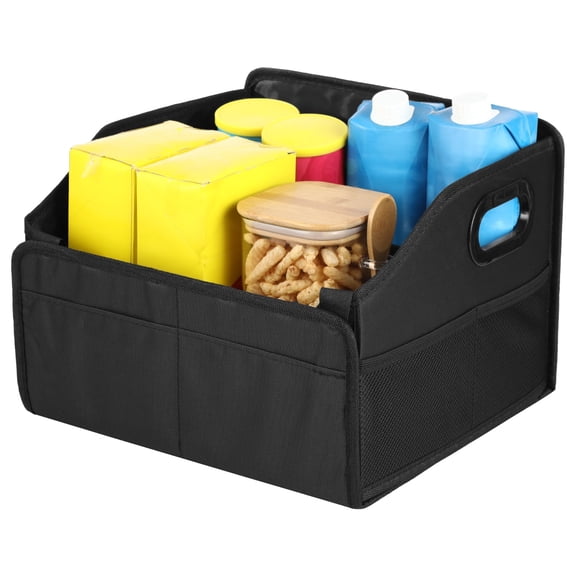 Car Storage Organizer, 30 L Collapsible Trunk Organizer with Dividable Compartment, Handle and Multiple Pockets, Multipurpose Trunk Storage for Car, Home, Office