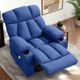 thumbnail image 6 of JMYMRY Soft Fabric Massage Heating Swivel Recliner Chair with USB Port, 4 Storage Pockets & 2 Cup Holders for Living Room,DarkBlue, 6 of 10