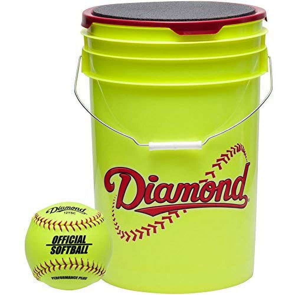 Diamond Official Fastpitch 12YSC Softballs With Bucket