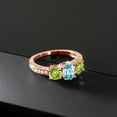 thumbnail image 3 of Gem Stone King 2.47 Ct Oval Blue Zircon Green Peridot 18K Rose Gold Plated Silver Moissanite Ring (Size 9), 3 of 4