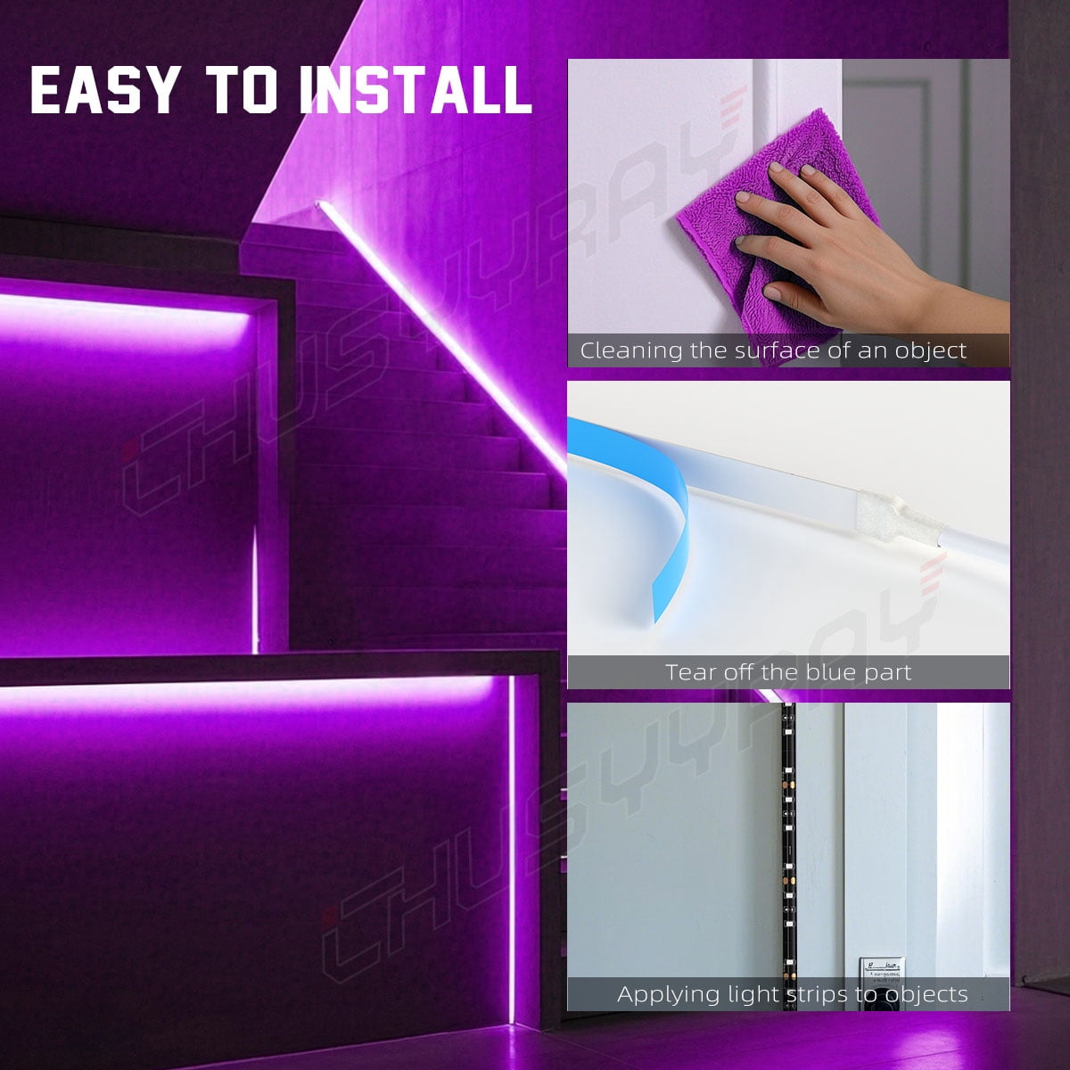 LED Lights Strip, Purple 300 LEDs Light Strips Kit for Bedroom, Home, Kitchen 16.4ft/5m