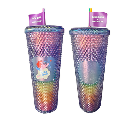 STARBUCKS Plastic Cold Cup Sparkle Sofie Birkin with Cupid Picture Limited Edition