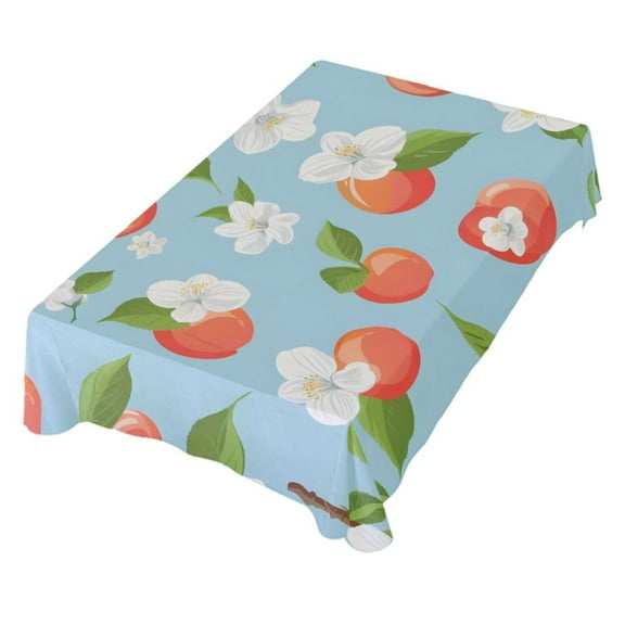 JSTEL Cherry & Flowers Table Cloth Square 54 x 54 Inch Tablecloth Anti Wrinkle Table Cover for Dining Kitchen Parties