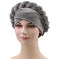 thumbnail image 3 of Women Braid Velvet Muslim Stretch Turban Hat Chemo Cap Head Scarf Wrap Cap, 3 of 9