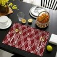 thumbnail image 4 of Burgundy and White Wavy Pattern Summer Placemats Table Placemats Set Of 4-Linen Kitchen Washable Placemats Table Mats 11.8"x17.7" Non-Slip Heat Resistant, 4 of 6