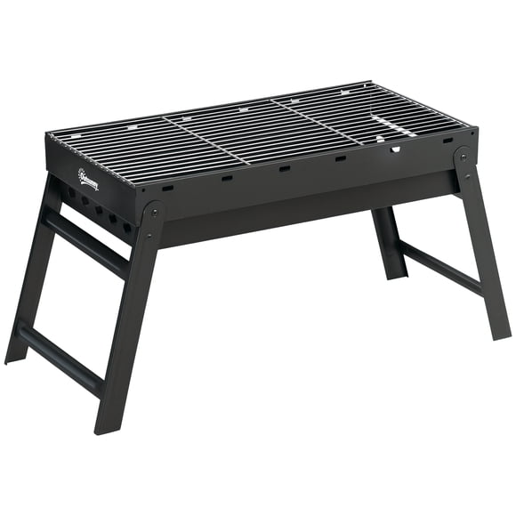 Outsunny Portable Charcoal Grill with Pull-Out Charcoal Basin, Black