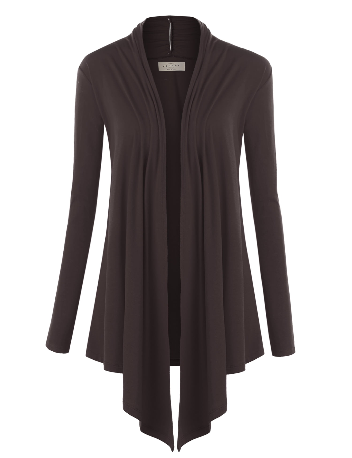 Women's Draped Open Front Cardigan | Lightweight Knit Sweater | California Design | Brown, Medium - View #9