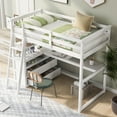 thumbnail image 3 of Twin Size Loft Bed with Desk and Shelves, Two Built-in Drawers, White (old SKU: GX000803AAK-1）, 3 of 9