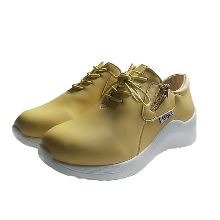 

Aayomet Women Business Casual Shoes Casual Shoes For Women s Leisure Breathable Outdoor Fitness Comfortable Loafers Yellow 9