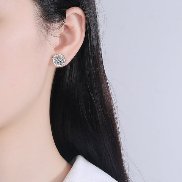 HomeKingdee Hypoallergenic Diamond Flower Earrings for Women - Alloy Glitter Ear Studs Jewelry Gifts for Girls Mothers on Birthday Christmas Valentine's Day