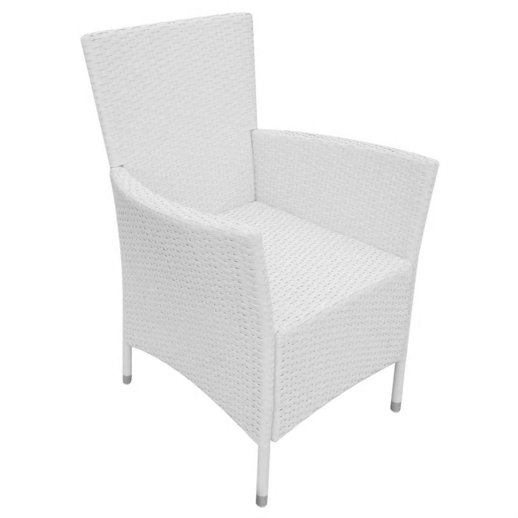 Kepooman 9 Pcs Garden Patio Wicker Dinng Table Set with Cushions, White Kepooman 9 Pcs Garden Patio Wicker Dinng Table Set with Cushions, White