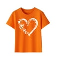 thumbnail image 2 of Piuwrlz Kid Short Sleeve Sweatshirt Girls T-Shirts Fashionable Printed Cotton T Shirt Top Orange Size 4 Years, 2 of 3