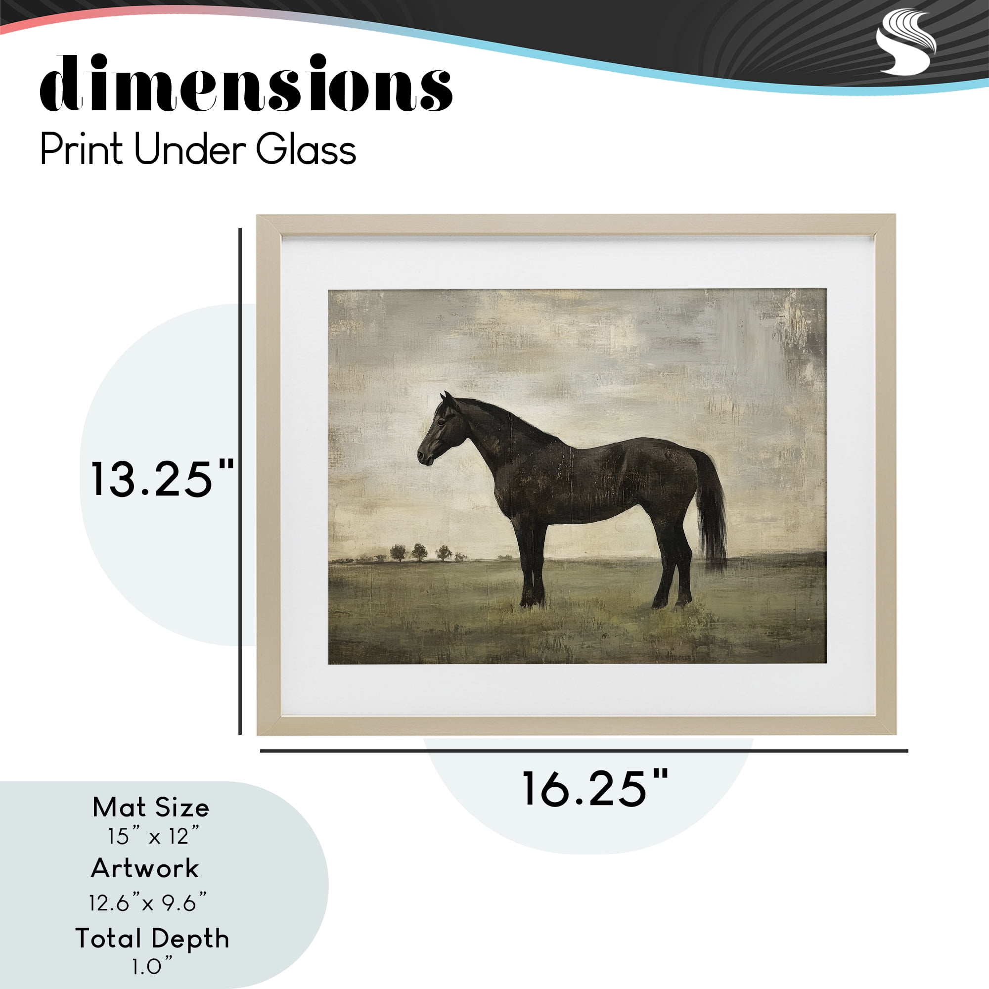 Stupell Industries Distressed Horse Portrait Birch Framed Print Under Glass, design by Petal Prints Design
