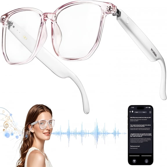 HBMYN Smart Glasses for Men Women,Bluetooth Audio Glasses with 110 Translation,Smart Glasses Real-Time Translation,Multifunctional Bluetooth Glasses Open Ear Lightweight (White)