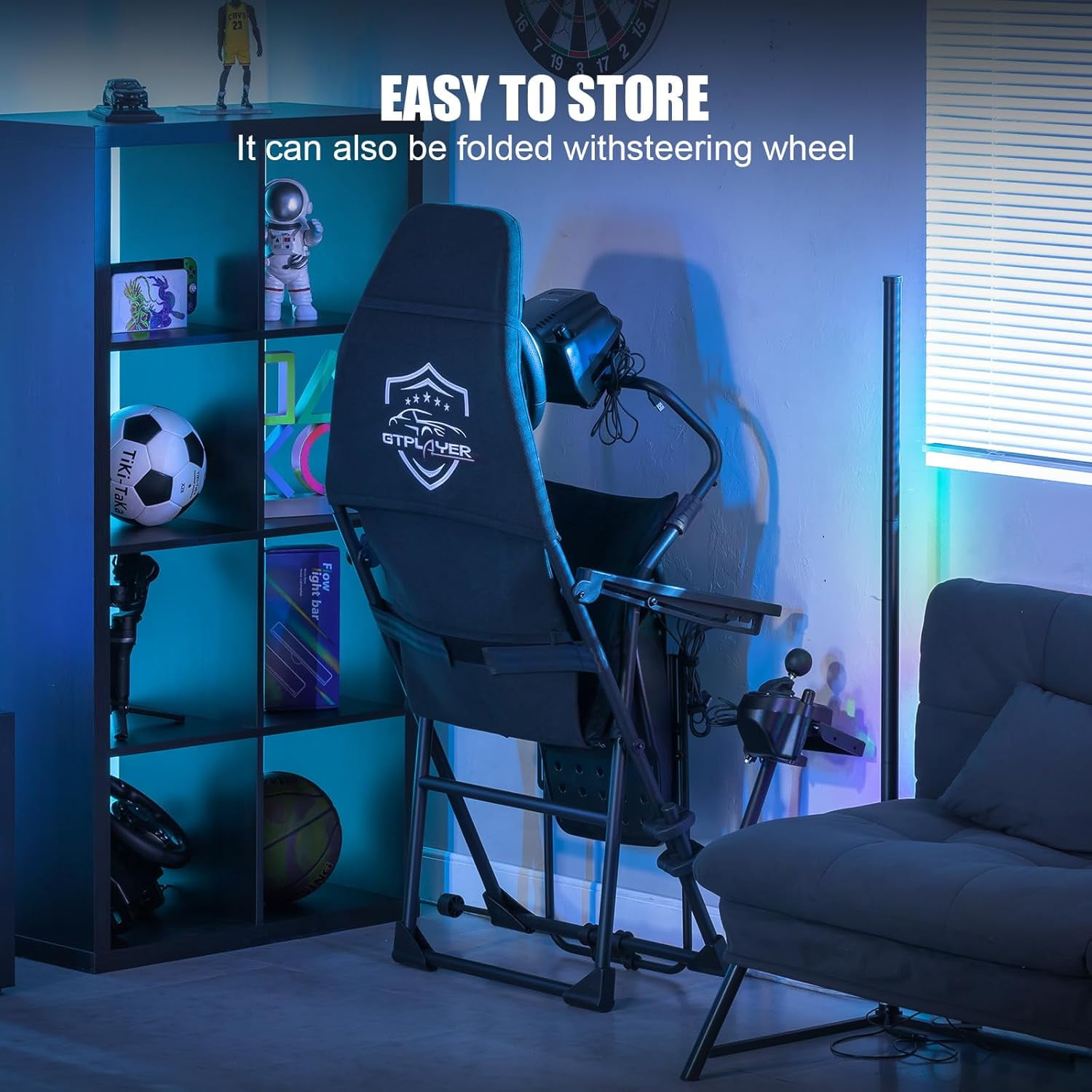 GTPLAYER Sim Racing Cockpit Foldable & Adjustable for High Performance Sim Racing Compact & Flexible Supports All Steering Wheels & Pedals for PC and Console Actifit Edition, Black