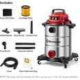 thumbnail image 3 of Vacmaster VOC812SF 1101 8-Gallon Premium Stainless Steel Wet/Dry Vacuum, Red Edition, 8 Gal, 3 of 7