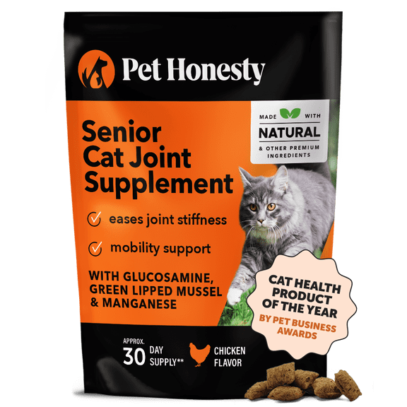 Pet Honesty Dual-Texture Senior Hip & Joint Supplement for Cats (Chicken Flavor), 3.7 oz pouch