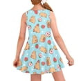 thumbnail image 2 of Yuyamidu Capybara Tank Sundress Strawberry Round Neck Skater Dress for Girls 3-4Y Summer/Spring Teens Sleeveless Princess Dresses Casual Midi Dress, Blue, 2 of 6