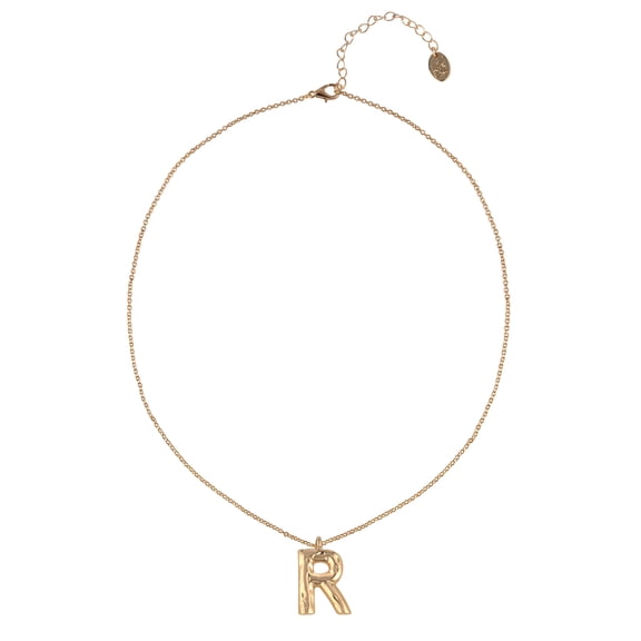 Time and Tru Goldtone Hammered Initial "R" Pendant Necklace