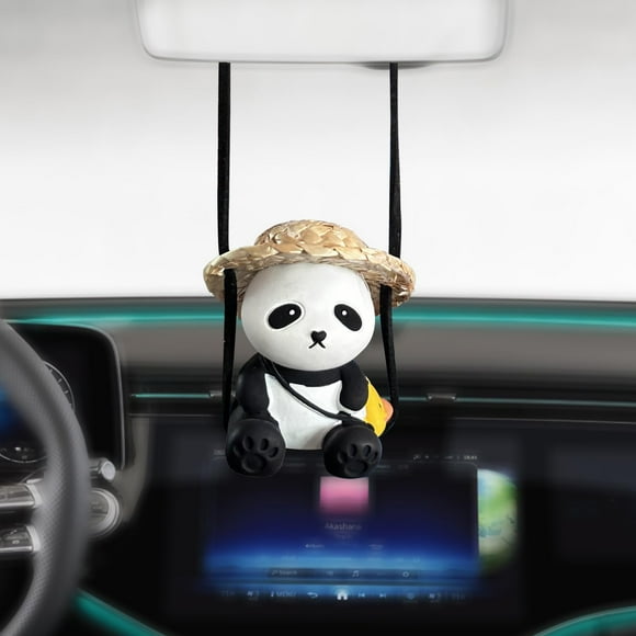 Ornements de Voiture, Miroir Intérieur, Ornements de Rétroviseur, Chapeau de Paille, Ornements Intérieurs de Voiture panda, Rétroviseur de Voiture, Pendentifs de Jardinage