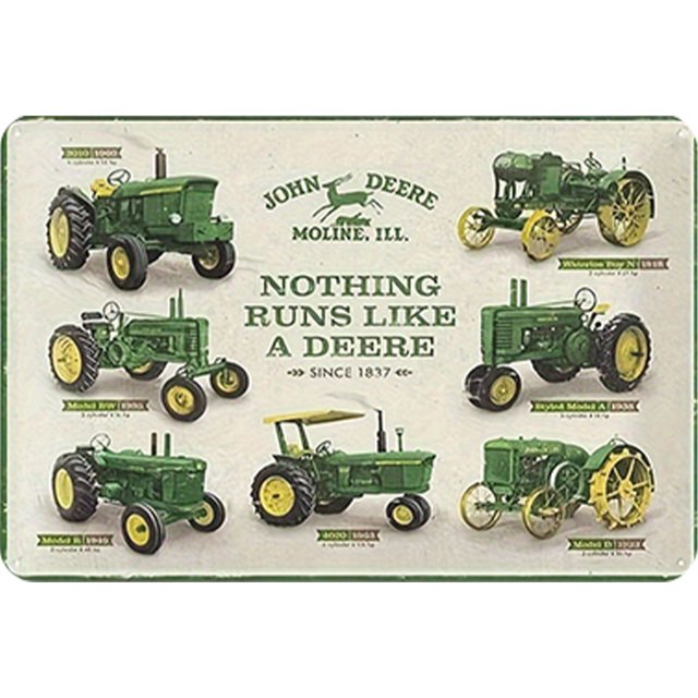 Placa Metal John Deere Farm Machine Arte Pintura Hierro Rectangular 30x20cm Verde