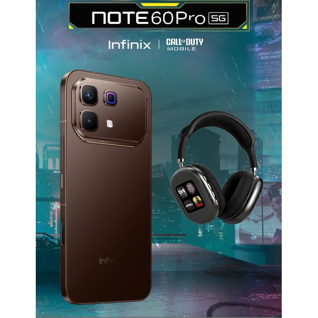 Celular Infinix Note 6O Pro Liberado 256GB 8GB RAM Marrón Moca +Audífonos