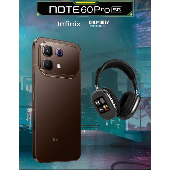 Celular Infinix Note 6O Pro Liberado 256GB 8GB RAM Marrón Moca +Audífonos