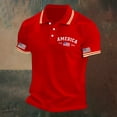 thumbnail image 5 of Men's 4th of July Graphic Polo Shirts Patriotic 250th Anniversary Shirt Short Sleeve Casual Comfort Fit Commemorative Print Collared Shirt For Independence Day Anniversary Celebration Red L, 5 of 5