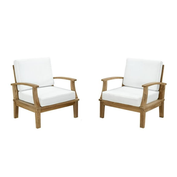Marina 2 Piece Outdoor Patio Teak Set - Natural White