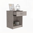 thumbnail image 2 of Light Gray 1-Drawer Nightstand with Low Shelf & Superior Top, 21"H, 2 of 11