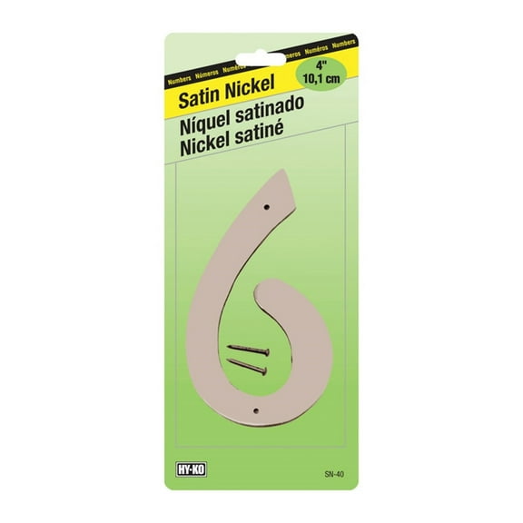Hy-Ko Metal Number 6 Satin Nickel - Weather-Resistant - 4 In, Nails Included