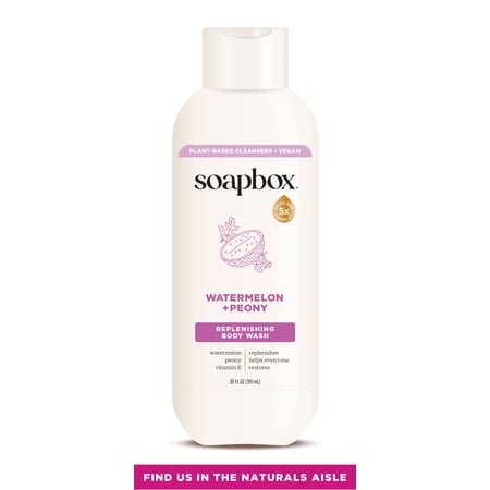 Soapbox Moisture Multiplying Body Wash for Women & Men, All Skin Types, Watermelon and Peony, 20 oz