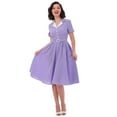 thumbnail image 6 of IBTOM CASTLE Women's Vintage Dress Plaid Floral Cocktail Party Swing Dresses 1950s Retro Gown Wedding Formal A-line Midi Dresses L Purple Plaid, 6 of 8
