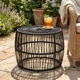 thumbnail image 2 of Furniture of America Tej Round Metal and Rattan Black Coffee Table, 2 of 16